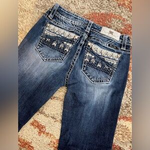 Miss Me Blue Boot Cut Jeans with Embroidery